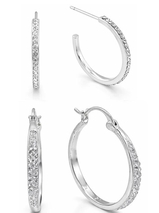 other Jewelry - And Now This Clear Crystal C Hoop & Click Top Hoop Earrings Set